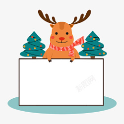 冬季指示牌圣诞节麋鹿边框高清图片