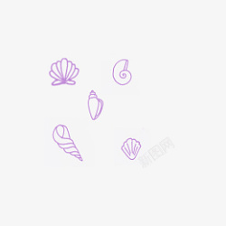 蜗牛霜海边手绘贝壳素材高清图片