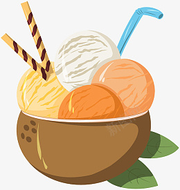 原创元素夏至椰子冰淇淋png免抠素材_新图网 https://ixintu.com 原创元素 夏至 椰子 冰淇淋