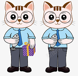 可爱矢量猫咪兄弟ai免抠素材_新图网 https://ixintu.com 可爱猫咪 戴眼镜的猫 猫咪先生 猫咪 矢量猫