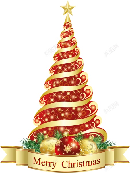 彩色圣诞树可爱的圣诞元素png免抠素材_新图网 https://ixintu.com 圣诞树 彩色装饰 金色五角星 星光闪闪 金丝带 树环 雪花球 彩球挂饰  圣诞节 圣诞元素 