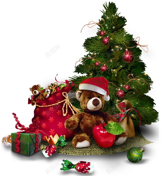 绿色圣诞树可爱的圣诞元素png免抠素材_新图网 https://ixintu.com 圣诞树 绿色 彩色 包装盒 礼物 福袋 小熊 立体 圣诞帽 蝴蝶结 彩球挂饰  圣诞节 金丝绳 圣诞元素