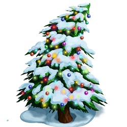 卡通冻雪圣诞树素材