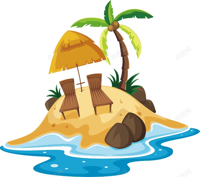海滩沙滩椰子树png免抠素材_新图网 https://ixintu.com 旅游 度假  海边 海滩 沙滩 椰子植物 椰汁 树木 椰子树 海星