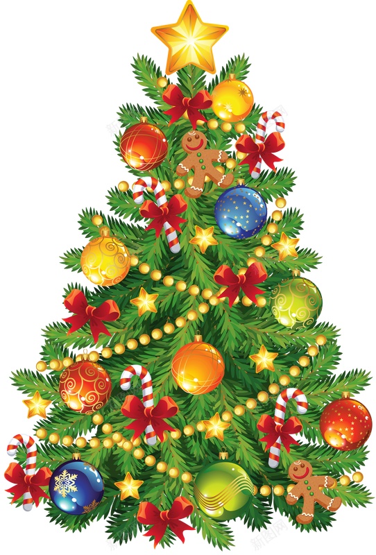 绿色圣诞树可爱的圣诞元素png免抠素材_新图网 https://ixintu.com 圣诞树 绿色 彩色装饰 五角星 金色星星 蝴蝶结 彩球挂饰 小熊 拐杖 圣诞节 金色串珠 环绕 圣诞元素