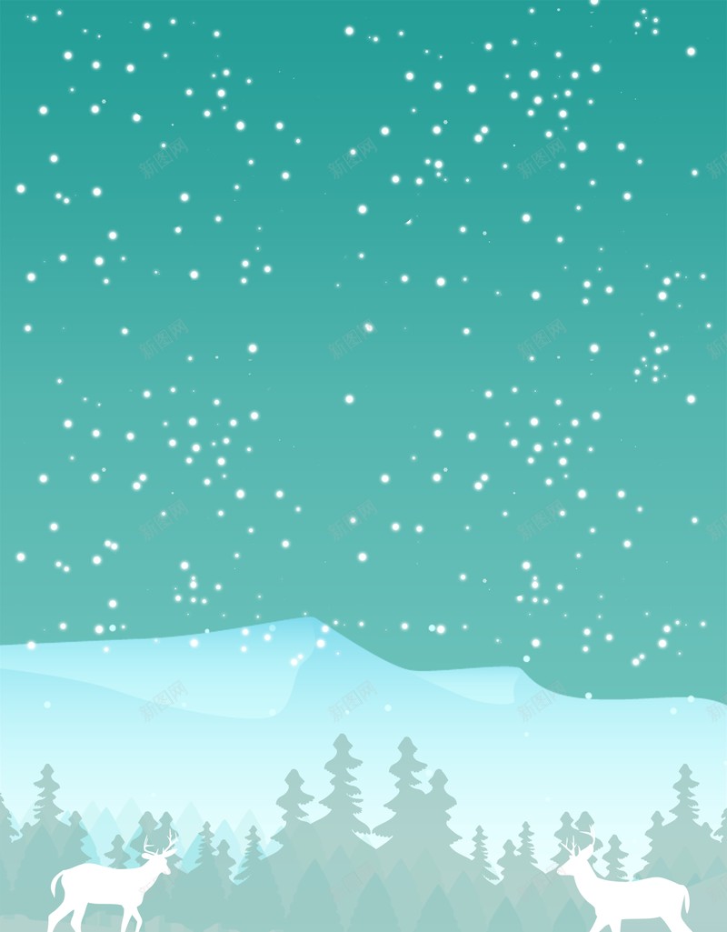 大雪圣诞鹿psd设计背景_新图网 https://ixintu.com 圣诞鹿 大雪 雪山 麋鹿