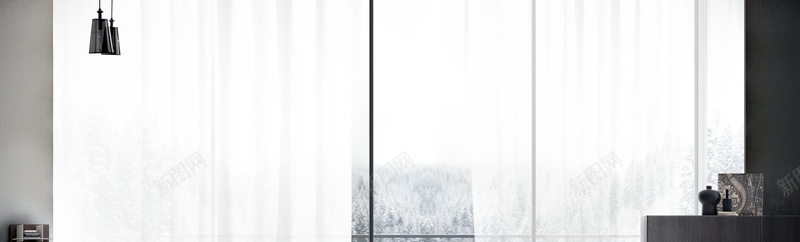 室内窗帘背景jpg_新图网 https://ixintu.com 室内 摄影 海报banner 白色 窗帘 风景