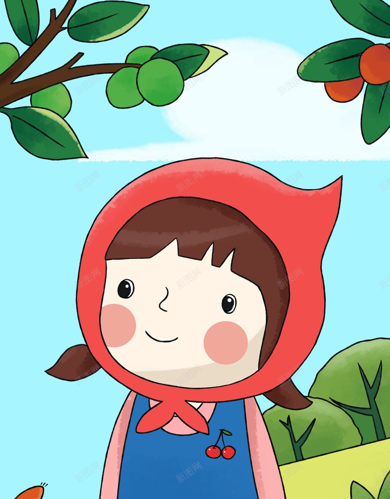 儿童画女孩子可爱红色帽子psd设计背景_新图网 https://ixintu.com 儿童画 可爱 女孩子 红色帽子