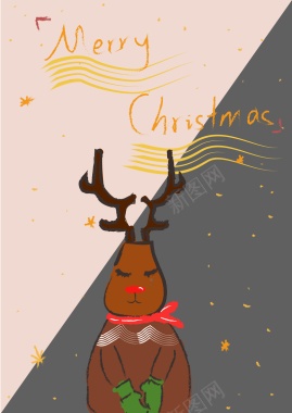 圣诞节手绘麋鹿背景