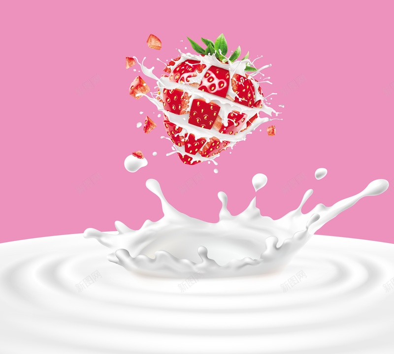 美味牛奶草莓jpg设计背景_新图网 https://ixintu.com 可爱 清新 牛奶 草莓