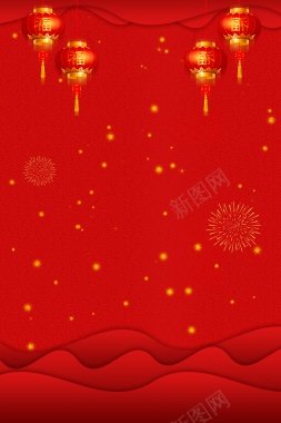 元旦春节灯笼烟花中国风背景背景