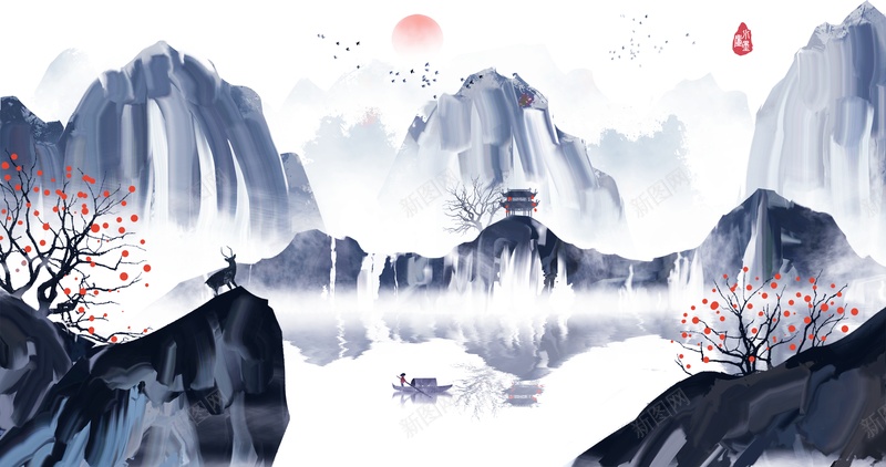 中国风背景创意素材psd设计背景_新图网 https://ixintu.com 中国风 背景 创意 素材