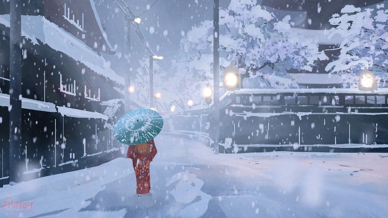 和服下雪东京人物jpg设计背景_新图网 https://ixintu.com 和服 下雪 东京 人物