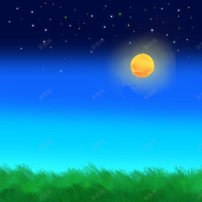 渐变夜空星星月亮jpg设计背景_新图网 https://ixintu.com 月亮 星星 星空 夜晚 草坪