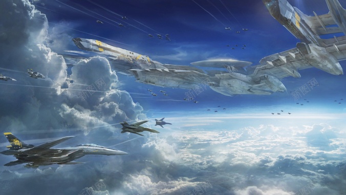 天空飞船未来科技外星人背景