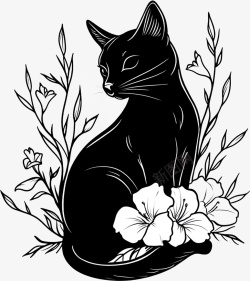 一只黑猫素材