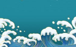 通国卡通国潮浪花装饰海水海浪插画背景高清图片