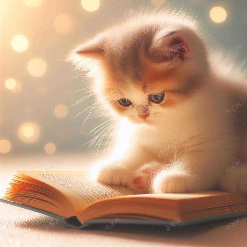 呆萌小猫图片jpg设计背景_新图网 https://ixintu.com 小猫 看书 猫 可爱猫咪
