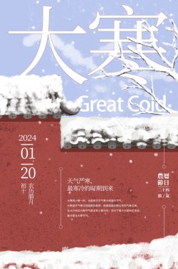 传统红墙大寒节气海报高清图片
