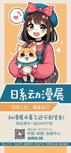 中华文化展会海报日系动漫展会文化原创长屏海报高清图片