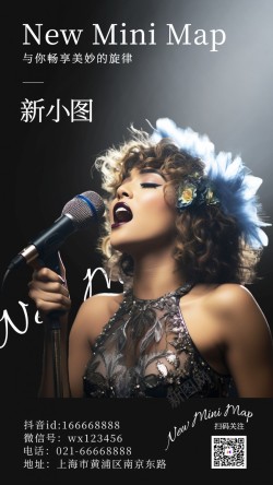 歌手演唱宣传黑色手机海报jpg海报