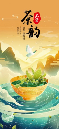中国风人物中国风茶韵茶叶原创长屏海报高清图片