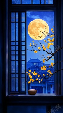 中秋月圆夜背景