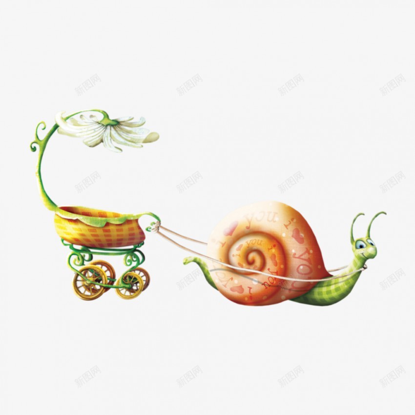 蜗牛拉车png免抠素材_新图网 https://ixintu.com 蜗牛 卡通蜗牛 卡通车