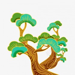 卡通松树绿色植物端午节插画元素素材