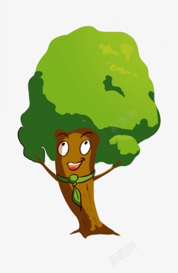 绿色可爱卡通树素材