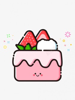 粉色蛋糕实物卡通草莓水果高清图片