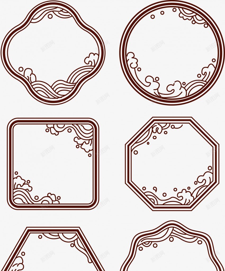 国潮国风中式海浪装饰边框png免抠素材_新图网 https://ixintu.com 国潮 国风 中式 海浪 装饰 边框