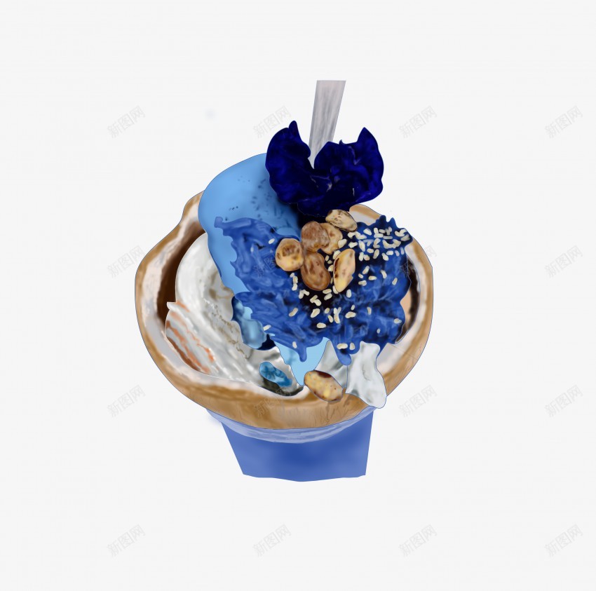 冰淇淋png免抠素材_新图网 https://ixintu.com 手绘冰淇淋 手绘 香草 草莓 蓝莓