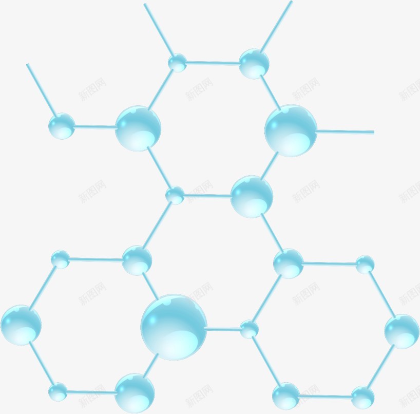 蓝色分子结构png免抠素材_新图网 https://ixintu.com 分子 结构 微观