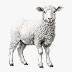 素描绵羊绵羊透明底高清图片