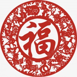 中国传统龙纹剪纸窗花高清图片