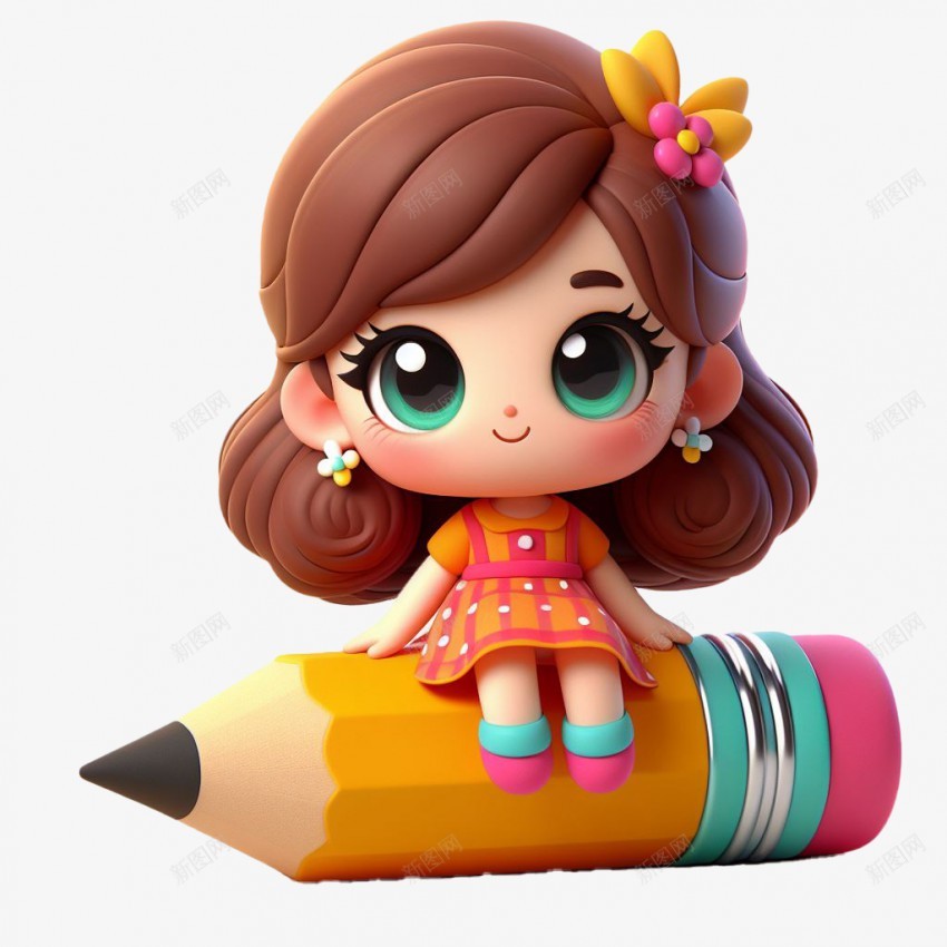 坐在铅笔上的卡通女孩png免抠素材_新图网 https://ixintu.com 坐在 铅笔 卡通 骑着 铅笔 的 卡通 女孩