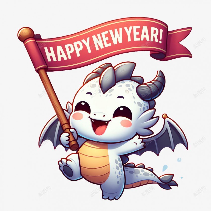 新年快乐卡通龙png免抠素材_新图网 https://ixintu.com 新年快乐 可爱卡通龙 2024 新年元素 2024龙 卡通龙 可爱 萌龙 龙 手拿横幅