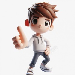 3D人物伸大拇指的男孩3d高清图片