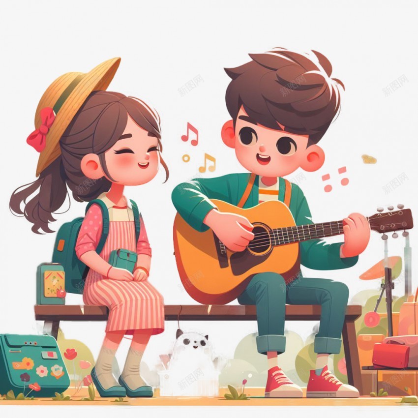 春游弹吉他的男孩女孩png免抠素材_新图网 https://ixintu.com 春游 男孩 女孩 唱歌 吉他 美好 踏青 出游