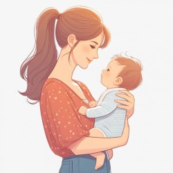 怀抱婴儿的母亲插画素材