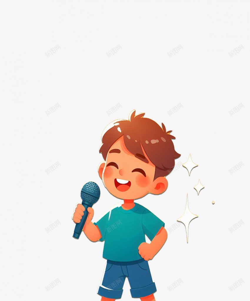 唱歌的卡通男孩png免抠素材_新图网 https://ixintu.com 唱歌 卡通 男孩 说唱 表演