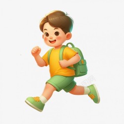 卡通奔跑的小男孩高清图片