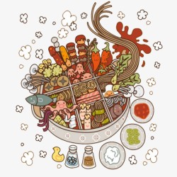 重庆美食节手绘美味食物火锅元素高清图片