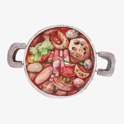 火锅加盟手绘美味食物火锅元素高清图片