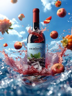 免抠在水里的果酒葡萄酒高清图片