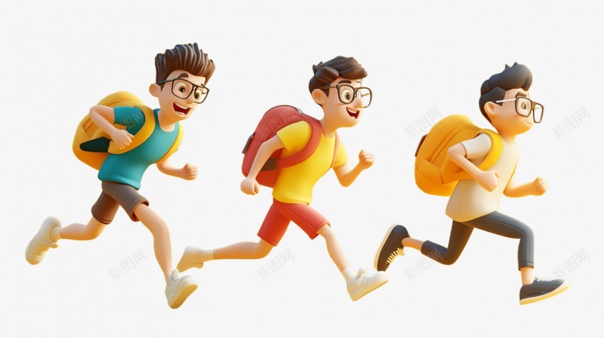 奔跑的三个男生png免抠素材_新图网 https://ixintu.com 卡通人物  男生 三个 男孩 书包 夏季 上学 旅游 锻炼 运动 奔跑  强身健体 孩子 奔跑元素素材