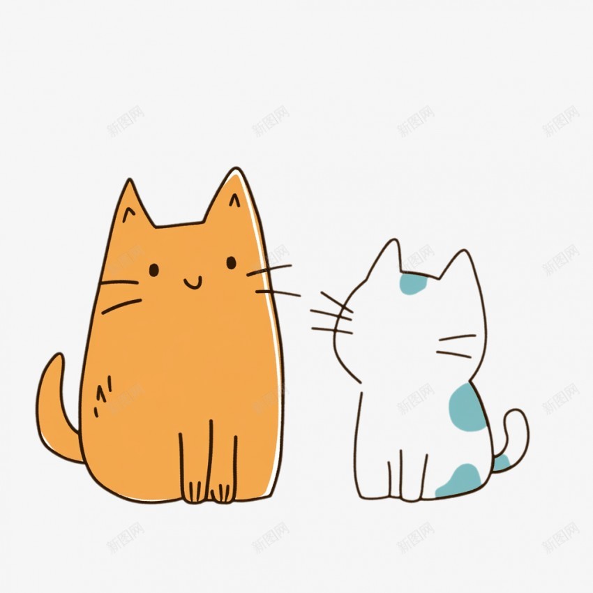 可爱动物猫装饰png免抠素材_新图网 https://ixintu.com 动物 可爱猫元素 免抠 卡通动物 绘画图案 组合猫 白色 桔色小猫 猫咪 装饰 简笔画