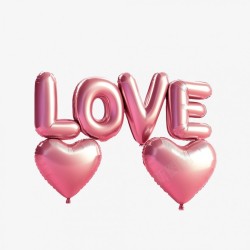 画册清新粉色底love装饰气球高清图片