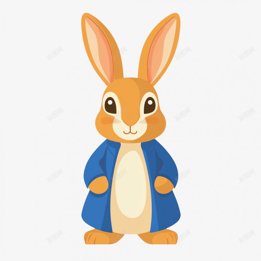 可爱的兔子png免抠素材_新图网 https://ixintu.com 橘黄兔子 蓝色大褂 站立 可爱 动物 大耳朵 卡通兔子 抽象 简单 简笔画 彩色  绘画 野生动物